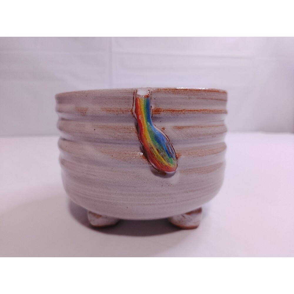 MudWorks Pottery Elwood the Rainbow Unicorn Footed Cereal Bowl - Picture 3 of 8